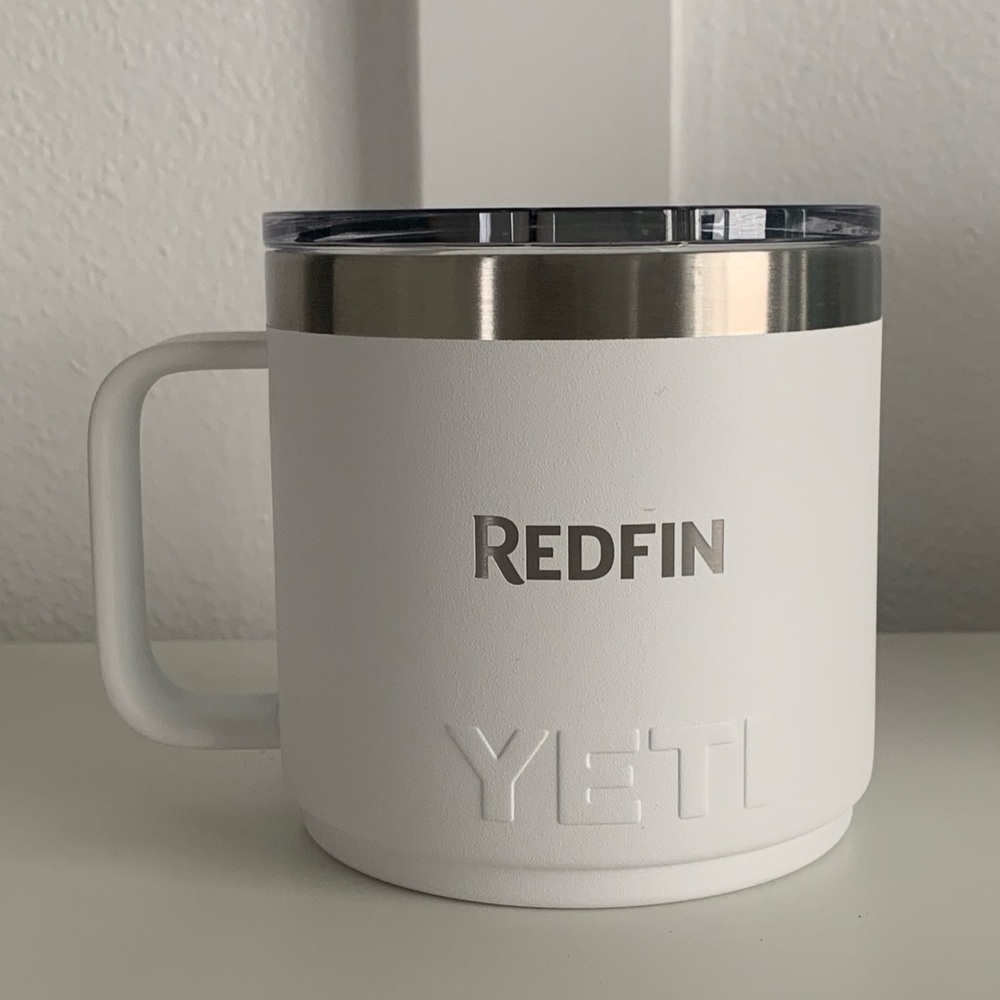 New Yeti White Mug 14 oz. Stainless Steel LOGO REDFIN White Cup Rambler Cover